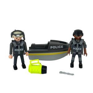 Playmobil Police Figures Boat Jetski w/Accessories Black Yellow Toy Lot